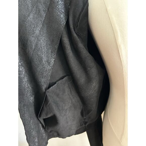 SKIES ARE BLUE Black Faux Suede Snakeskin Print Open Front Jacket XL Moto Zipper - Picture 6 of 16